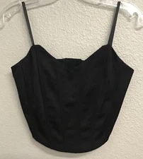 Windsor Women’s Black Stretch Bustier Corset Crop Tank Top Boning Sz Medium NEW