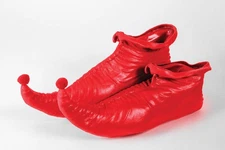 Red PVC Elf Shoes Christmas Costume Accessory