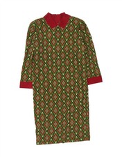 GIOVANNOZZI Womens Long Sleeve Maxi Dress UK 10 Small Green Argyle/Diamond BL07