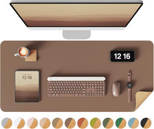 Double-Sided Desk Pad, 31.5"X15.7"Leather Desk Mat, Eco Cork Desk Pad Protector,