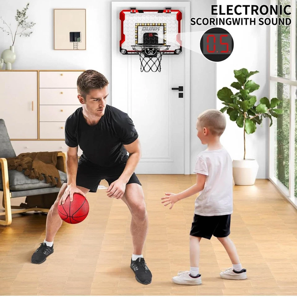 TEMI Basketballkorb Indoor, LED-Licht Mini-Basketballkorb mit 4 Bällen & - Bild 3 von 4