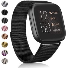 Bands with Fitbit Versa, Breathable Stainless Steel Loop Mesh Magnetic Adjust...