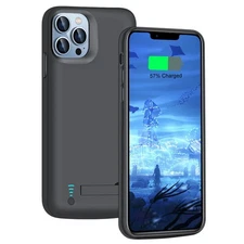 iPhone 12 Pro Max 13 Pro Max Battery Case 6000mAh Rechargeable Charger Black