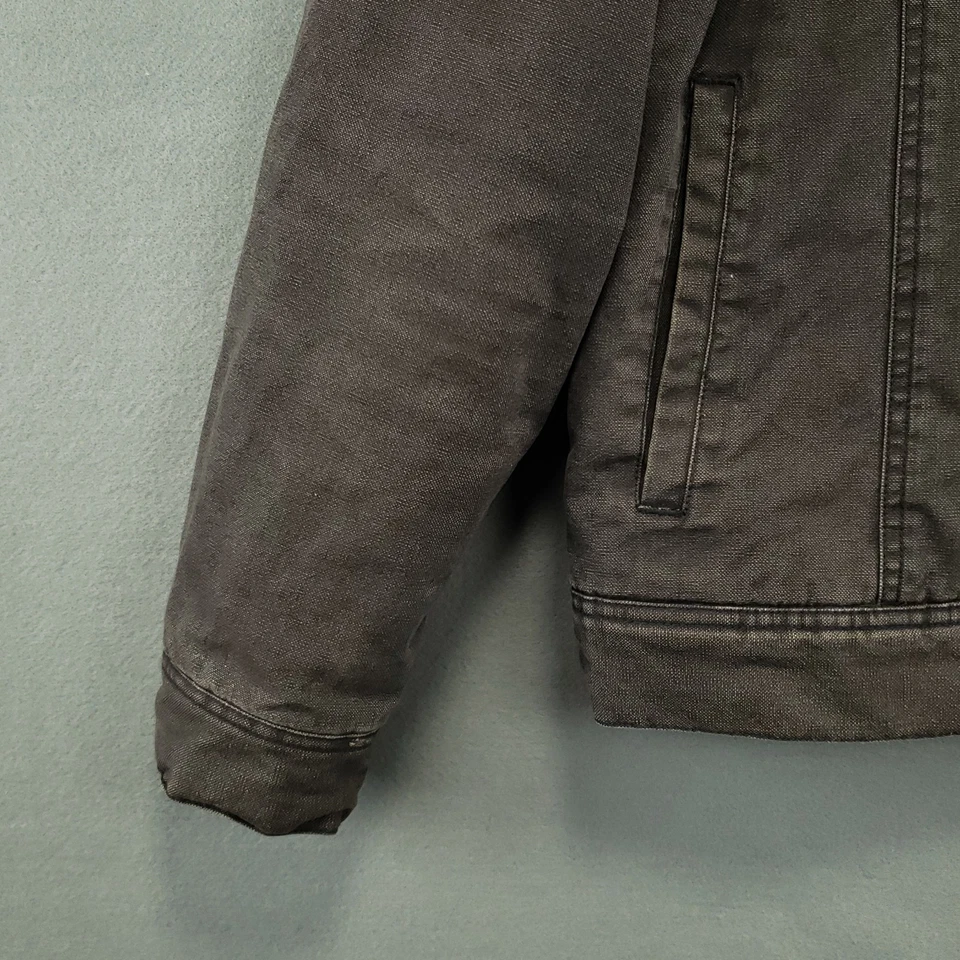 Faherty Trucker Jacket Mens Large Gray Collared Sherpa Lined Primaloft Snap Read - Image 3 of 4