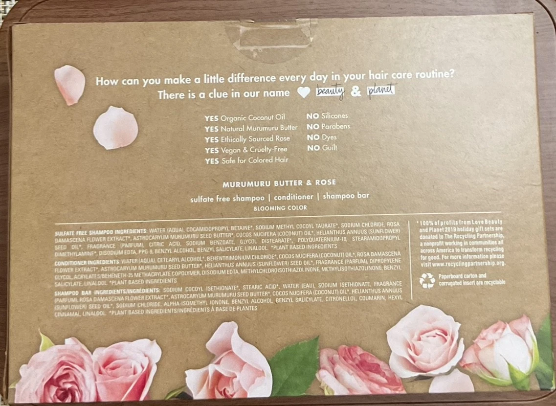 Love Beauty And Planet 3 Piece Gift Set, Murumuru Butter & Rose Blooming Colour