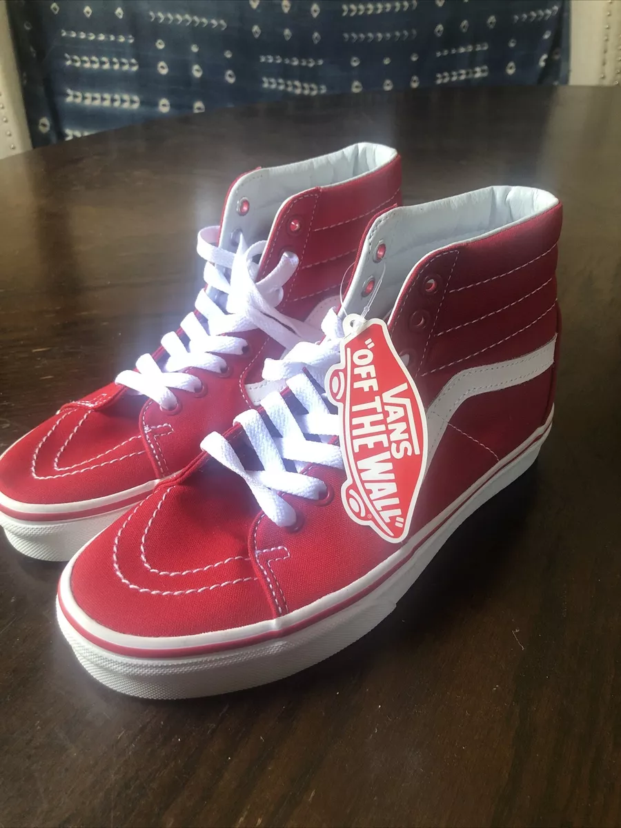 Vans coated canvas sk8-hi top reissue mens shoes red