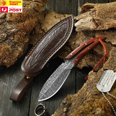 Outdoor Camping Razor Sharp Knife  Mini Skinning Steel Knife with Leather Sheath