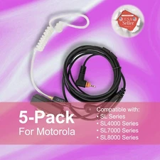 5x Acoustic Tube 2-Wire Earpiece w/ PTT Mic for Motorola Radios SL3500 SL7580e