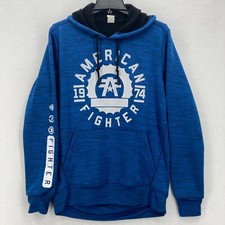 American Fighter Hooded Sweatshirt Mens Small Heather Blue Long Sleeve Alexander