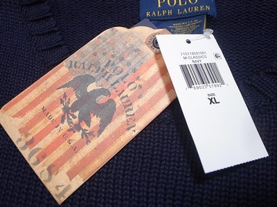 POLO RALPH LAUREN ICONIC AMERICAN FLAG SWEATER MADE IN USA NAVY 