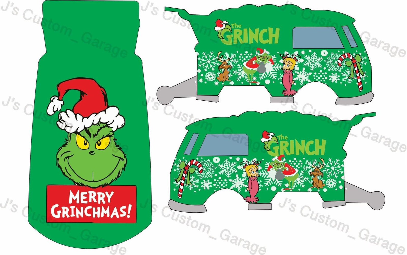 Grinch Kombi 1/64 custom water slide decal Compatible for Hot Wheels