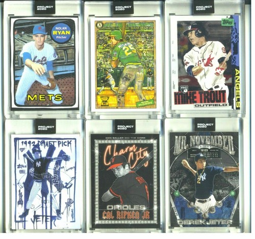 (6) TOPPS PROJECT 2020 - 85 TROUT 87 RYAN 93 & 132 JETER 97 McGWIRE 109 RIPKEN !