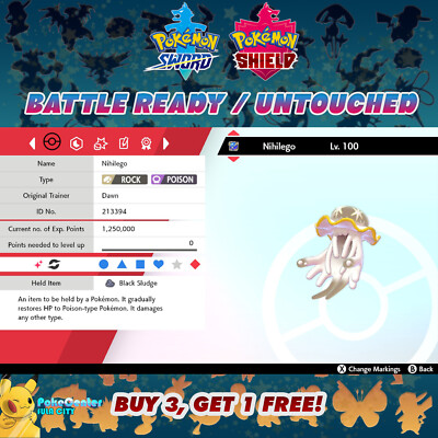 SHINY NIHILEGO   BATTLE READY / UNTOUCHED   6IV + EV   Pokemon Sword & Shield