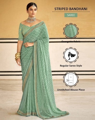 Sari Bluse Grün Bollywood Georgette Designer Saree Party Hochzeit Indien Sarees