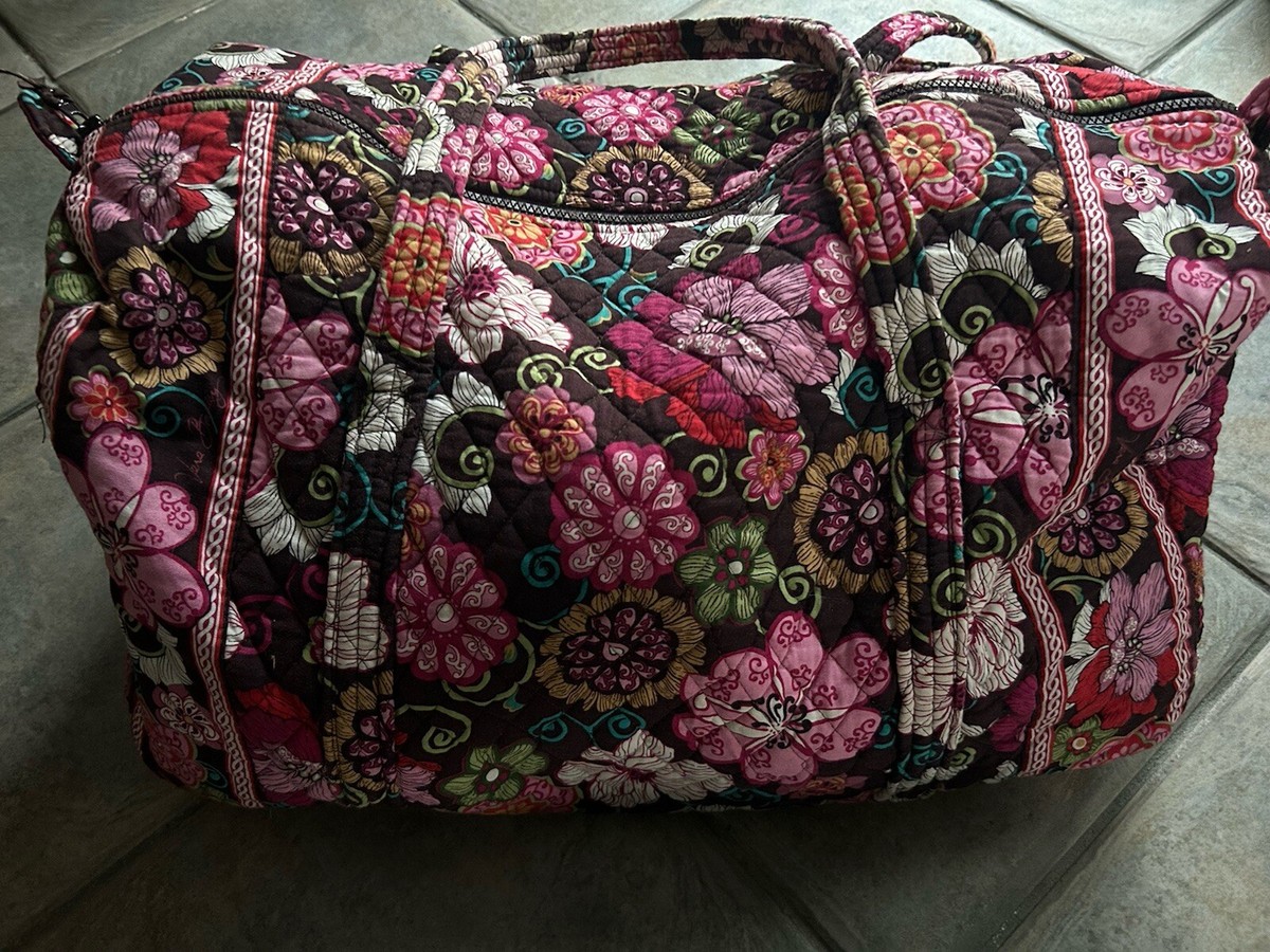 Duffle Bag Vera Bradley Pink And Brown Flower Pattern Brown Floral