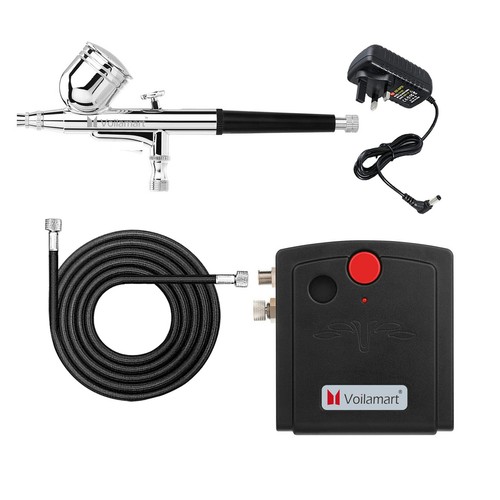 Voilamart Mini Airbrush Compressor Kit 0.3mm Air Brush Spray Gun Art