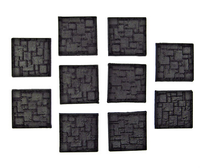 10x 25 mm texturierte quadratische Base Tabletop Modellbau