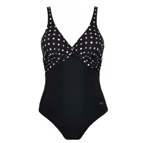 Ladies Swimming Costume Black Polka Dot Padded Swimsuit Adjustable Straps 73177 - Picture 2 of 6
