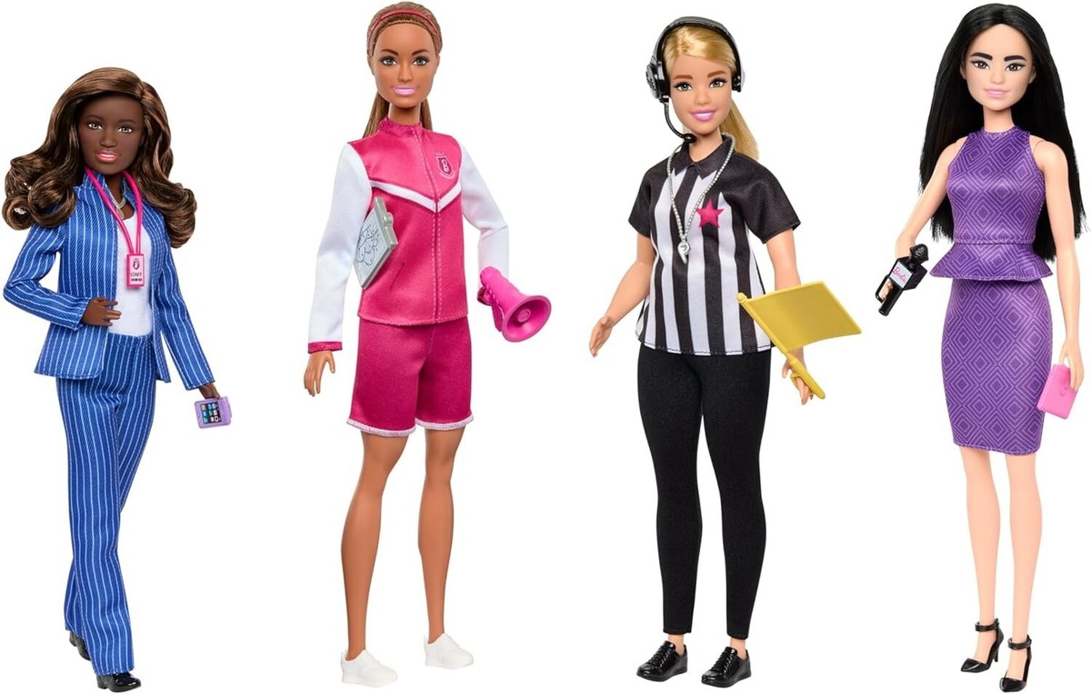 スポーツ Barbie SpecialEdition Barbie Dolls, Set of 4 Sports Career Dolls and 8 Accessories