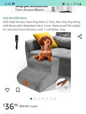 OZD High Density Foam Dog Stairs 2 Tiers, Non-Slip Dog Ramp with Removable...