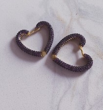Heart Shaped 925 Silver Earrings Free Shipping Purple