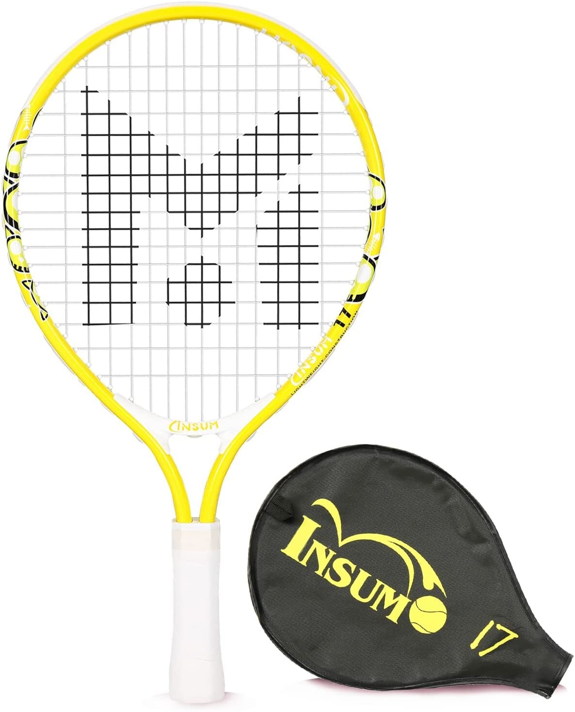 Junior Tennis Racket for Beginner Kids Aged 2-10 Y with Cover Bag Yellow