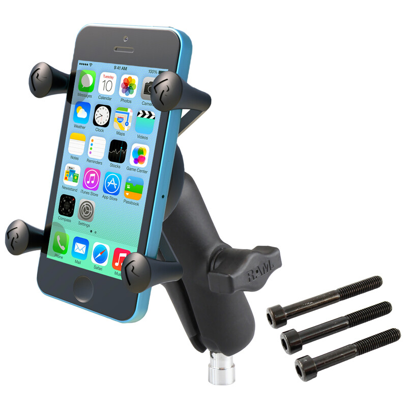 RAM Motorcycle M8 Screw Clamp Base Mount w/ X-Grip - Fits iPhone, Galaxy & More