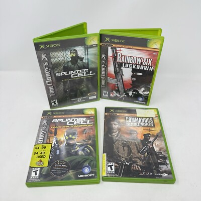 XBOX LOT of 4 Commandos Strike Force, Splinter Cell, Pandora Tomorrow, Rainbow 6
