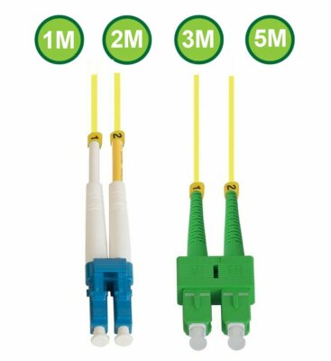 1M 2M 3M 5M LC UPC to SC APC Duplex 9/125 Single Mode Fiber Optic Patch Cable