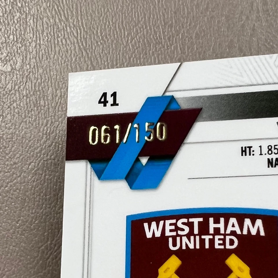 2022-23 Topps Chrome UEFA #41 DECLAN RICE #/150 Blue Refractor SP - West Ham - Image 4 of 4