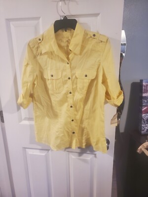 Sonoma Womens Yellow Button Up Shirt - New - M