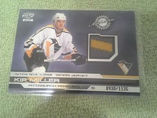 2001-02 Pacific Kip Miller Game Used 2 Color Jersey #d/1135 Pittsburg Penguins