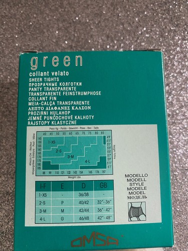 π COLLANT VINTAGE OMSA GREEN 20 DEN CLASSICO VELATO PURO NYLON 6.6 - Foto 7 di 13