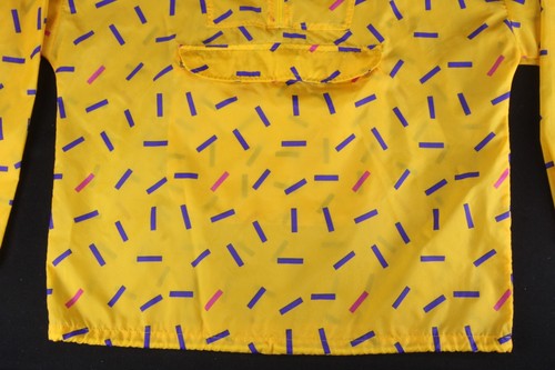 Vintage Ocean Pacific Pullover Windbreaker Jacket Men's M Hooded Bright Yellow - Picture 2 of 10