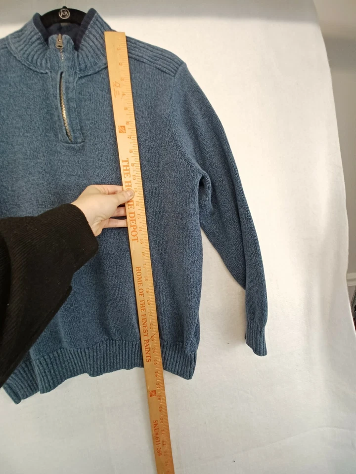 Dockers Sweater Men's Large/G Blue 1/4 Zip Golf Long Sleeve Pullover 100% Cotton - Image 4 of 4