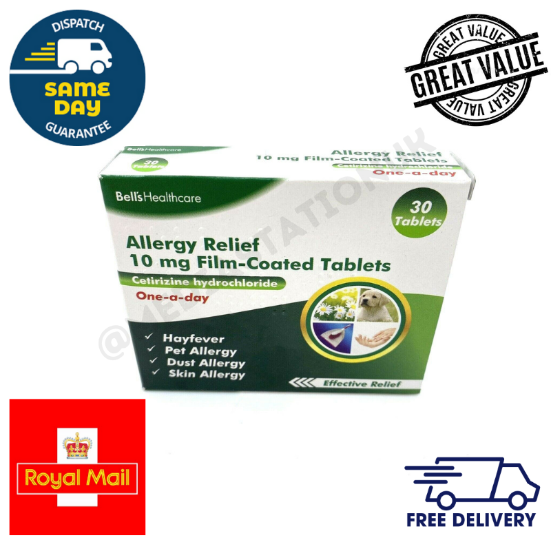 Bells Cetirizine Hydrochloride Hayfever & Allergy Relief 30 Tablets