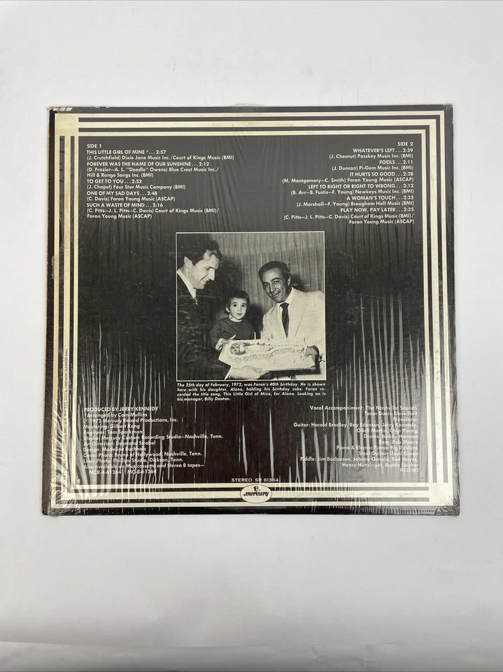 Faron Young "This Little Girl of Mine" 1972 Country LP Vinyl Record - Mercury - Image 2 of 4