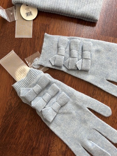 NWT LoveShackFancy 2pc Set Orah Beanie Pompom Hat & Lior Bow Accent Gloves - Picture 13 of 17