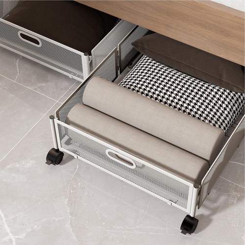 Under Bed Storage with Wheels Underbed Storage Containers Drawers White/Black - Picture 10 of 12