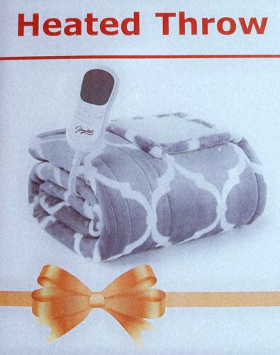 NEW! Homemate Gray & White Ultra Soft 50" X 60" 10 Setting Heated Throw Blanket - Picture 3 of 3