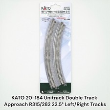 KATO 20-184 Unitrack Double Track Approach R315/282 22.5° Left/Right Tracks