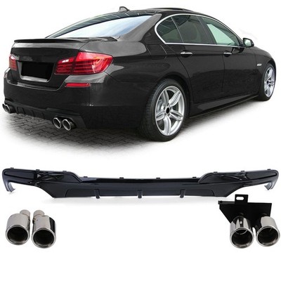 Stoßstange Heckdiffusor Endrohr Umbau Schwarz Glanz Duplex für BMW F10 F11 10-17