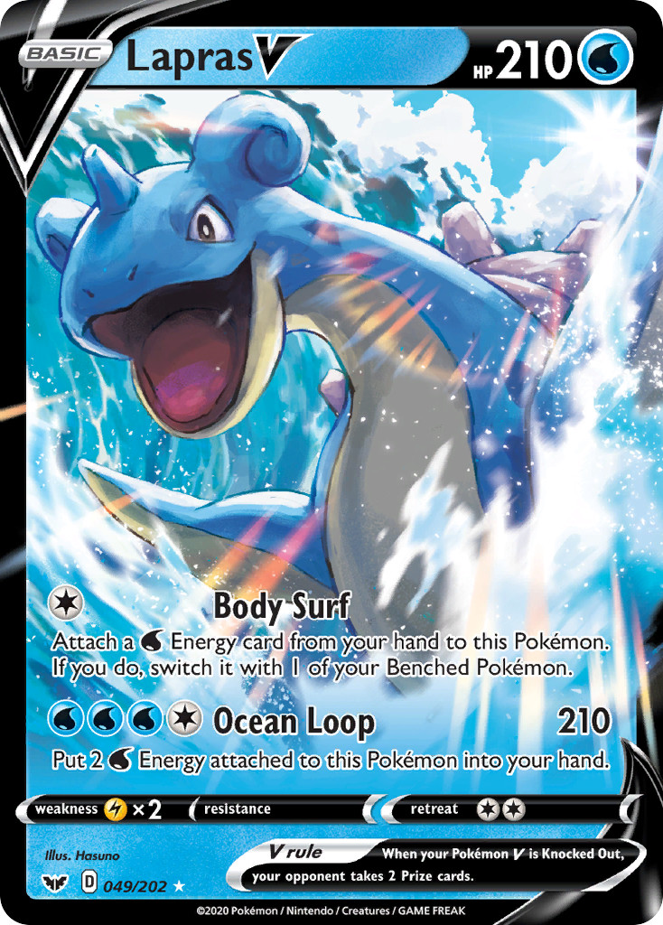 Lapras V 049/202 Holo V Rare Sword & Shield Pokemon Near Mint
