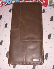 Rolodex Brown Zippered Business Card File Organizer Case w/ Plastic Sleeves