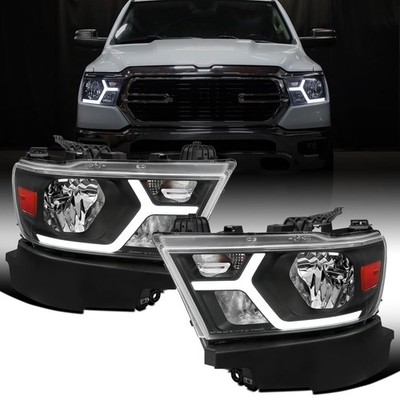 2019-2024 Ram 1500 LED Animated Startup Headlights Assembly Pair Black
