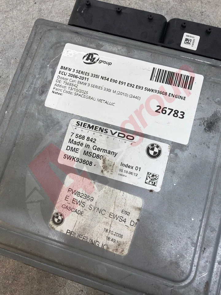 BMW 3 SERIES 335I N54 E90 E91 E92 E93 5WK93608 ENGINE ECU 2006-2011 7568842 - Image 4 of 4