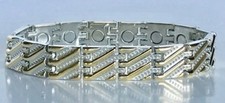 Men's Gold Silver Tone Squares Heavy MAGNETIC BRACELET 7.5" ARTHRITIS THERAPY  
