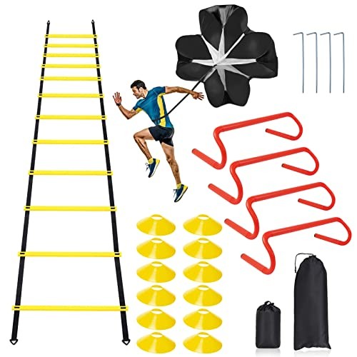 Speed & Agility Ladder Training Equipment Set, Includes 12 Rung 20ft yellow - Picture 2 of 8