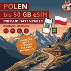 eSIM Polen Prepaid SIM Karte 1-50GB 4G LTE Poland Warschau Krakau QR Versand