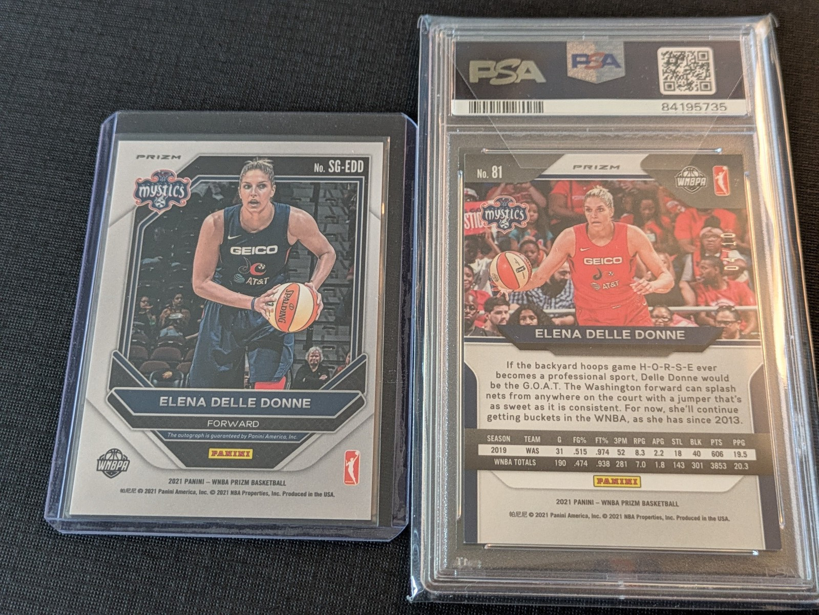 2021 WNBA Prizm Elena Delle Donne 2 Card Lot Green Prizm Auto & Gold /10 PSA 8.5 view 7